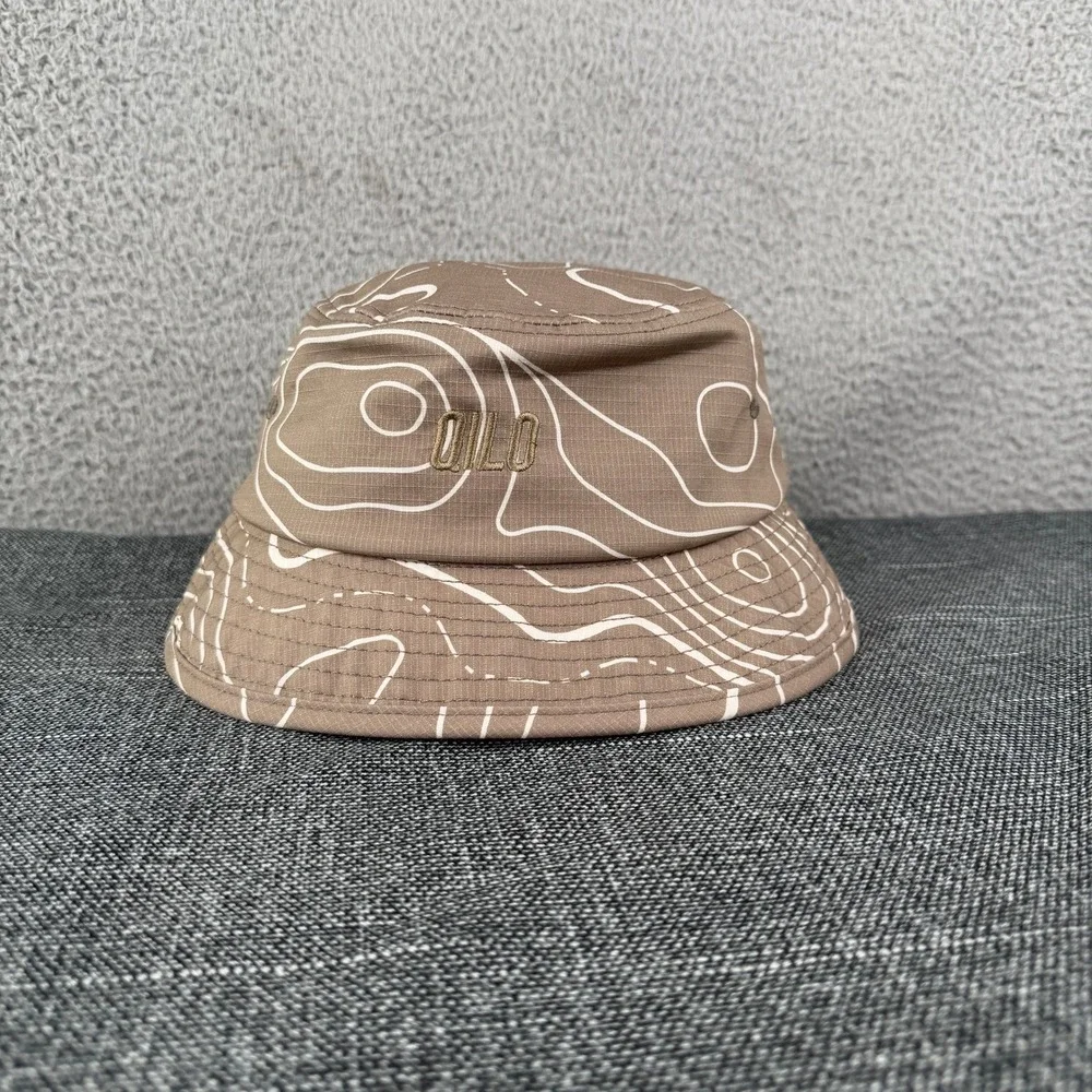 QILO Bucket Hat Mens‎ Medium Brown Topographic Print Topo Streetwear Tactical